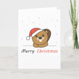 Beaver Christmas Snow Winter Animals Beaver Holiday Card