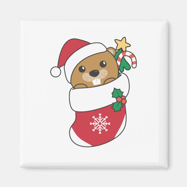 Beaver Christmas Snow Winter Animals Beaver Magnet (Front)