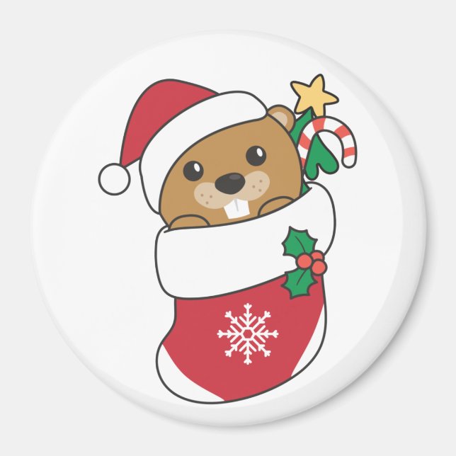 Beaver Christmas Snow Winter Animals Beaver Magnet (Front)