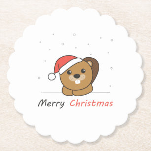 Beaver Christmas Snow Winter Animals Beaver Paper Coaster