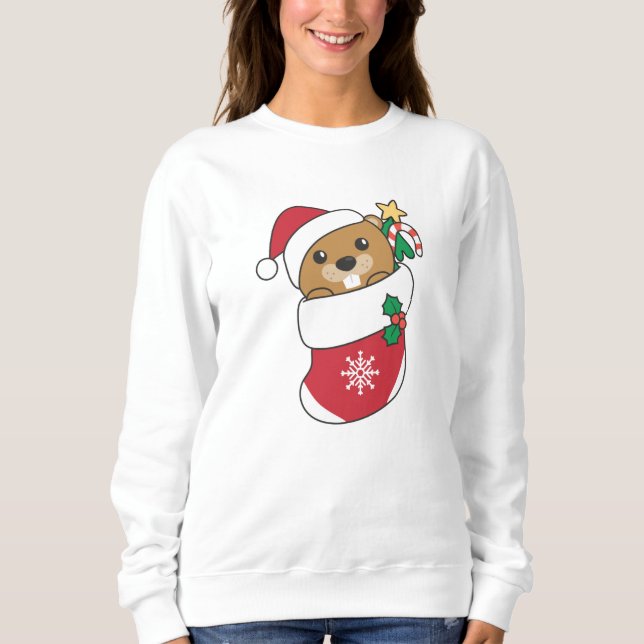 Beaver Christmas Snow Winter Animals Beaver Sweatshirt (Front)