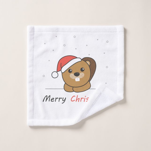 Beaver Christmas Snow Winter Animals Beaver Wash Cloth (Wash Cloth)