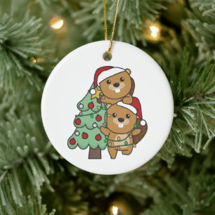 Beaver Christmas Tree Christmas Animals Beavers Ceramic Tree Decoration