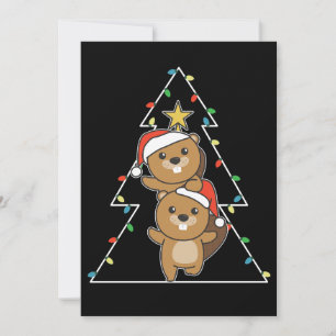 Beaver Christmas Tree Christmas Animals Beavers Holiday Card