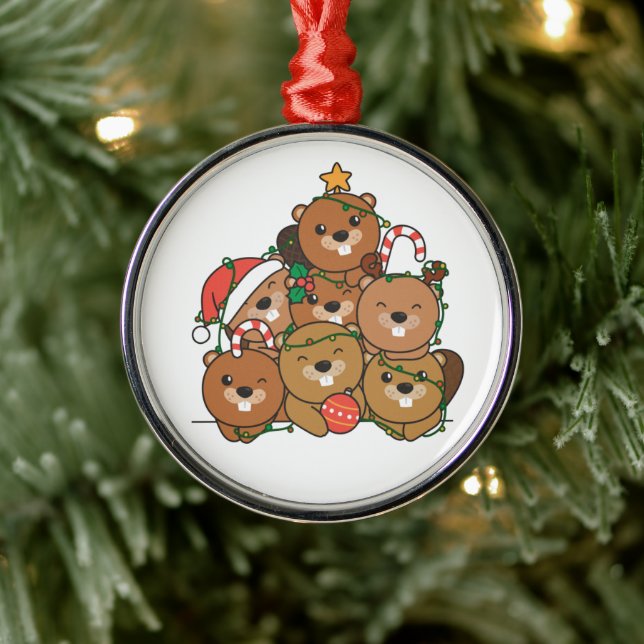 Beaver Christmas Tree Funny Animal Christmas Ceram Metal Tree Decoration (Tree)