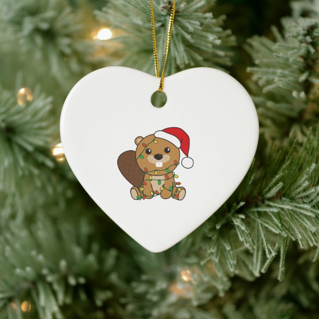 Beaver Christmas Winter Animals Beaver Ceramic Tree Decoration (Tree)