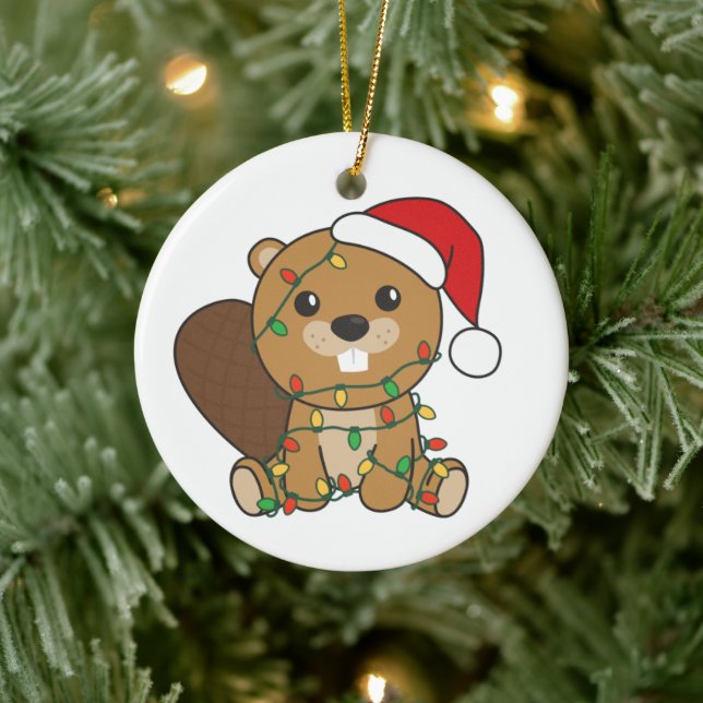 Beaver Christmas Winter Animals Beaver Ceramic Tree Decoration (Tree)