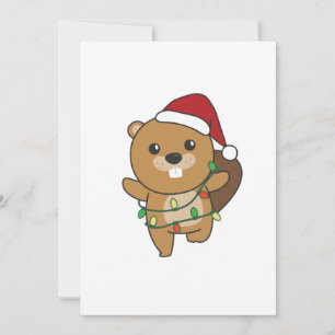 Beaver Christmas Winter Animals Beaver Holiday Card