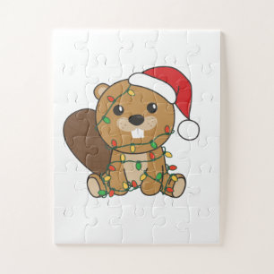 Beaver Christmas Winter Animals Beaver Jigsaw Puzzle