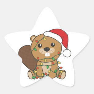 Beaver Christmas Winter Animals Beaver Star Sticke Star Sticker