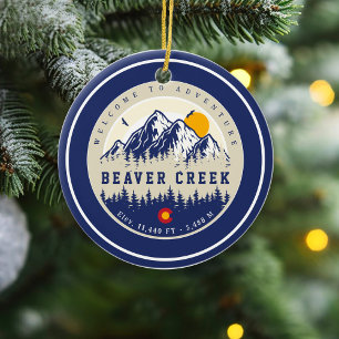 Beaver Creek Colorado Flag Mountain Ski Souvenir Ceramic Tree Decoration