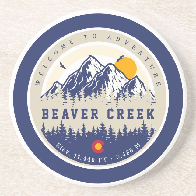 Beaver Creek Colorado Flag Mountain Ski Souvenir Coaster (Front)