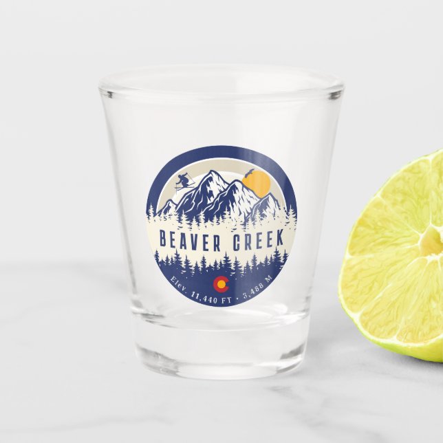 Beaver Creek Colorado Flag Mountain Ski Souvenir Shot Glass (Front)