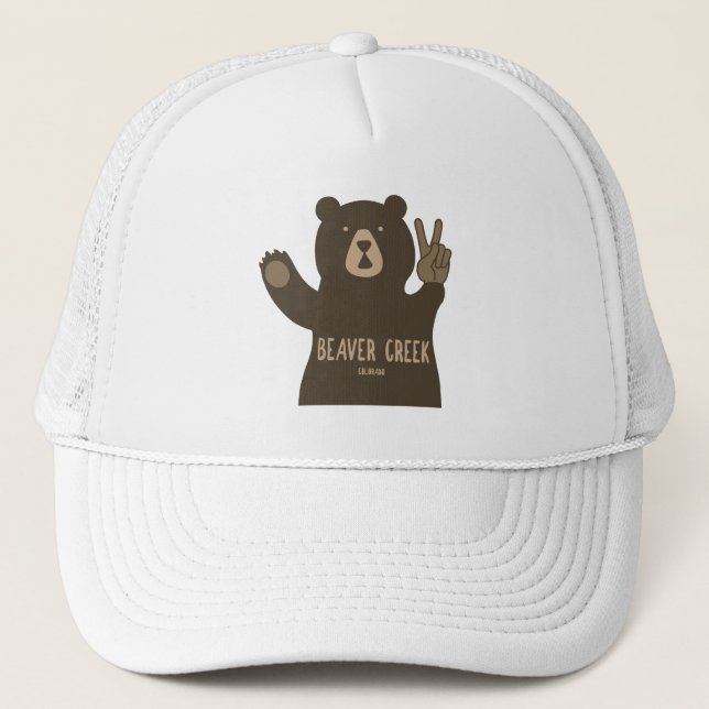 Beaver Creek Colorado Peace Bear Trucker Hat (Front)