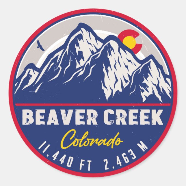Beaver Creek Colorado Retro Sunset Souvenirs Classic Round Sticker (Front)