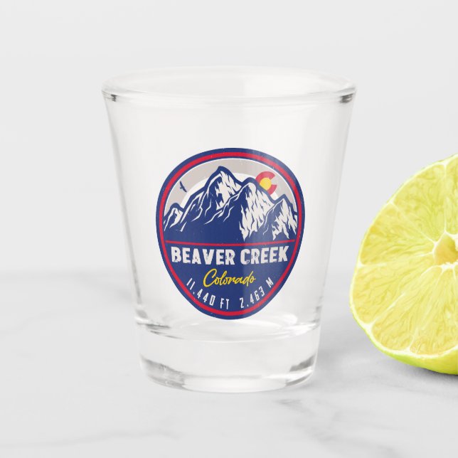 Beaver Creek Colorado Retro Sunset Souvenirs Shot Glass (Front)