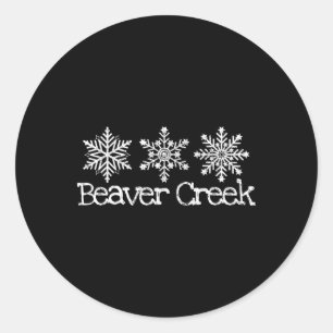 Beaver Creek Colorado Skier Skiing Snowflakes Ski Classic Round Sticker