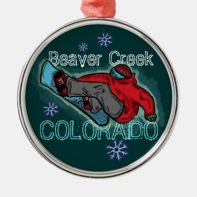 Beaver Creek Colorado snowboarder ornament (Front)