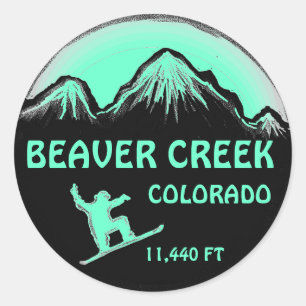 Beaver Creek Colorado teal snowboard art stickers