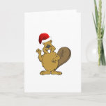 Beaver cute santa hat holiday card<br><div class="desc">Beaver cute santa hat</div>