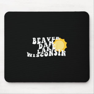 Beaver Dam Lake Wisconsin Wi Retro Wavy Souvenir V Mouse Pad