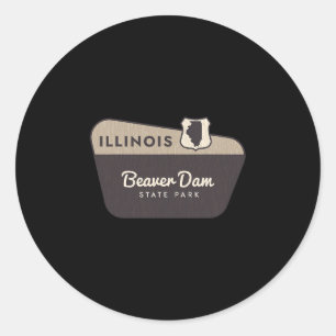 Beaver Dam State Park Illinois Welcome Sign Vacati Classic Round Sticker