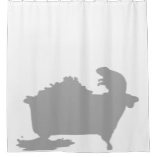 Beaver Dam Tub Behind Shower Silhouette Shadow Fun Curtain
