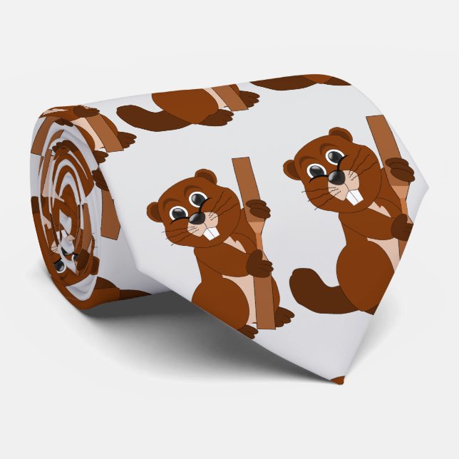 Beaver Design Tie (Rolled)