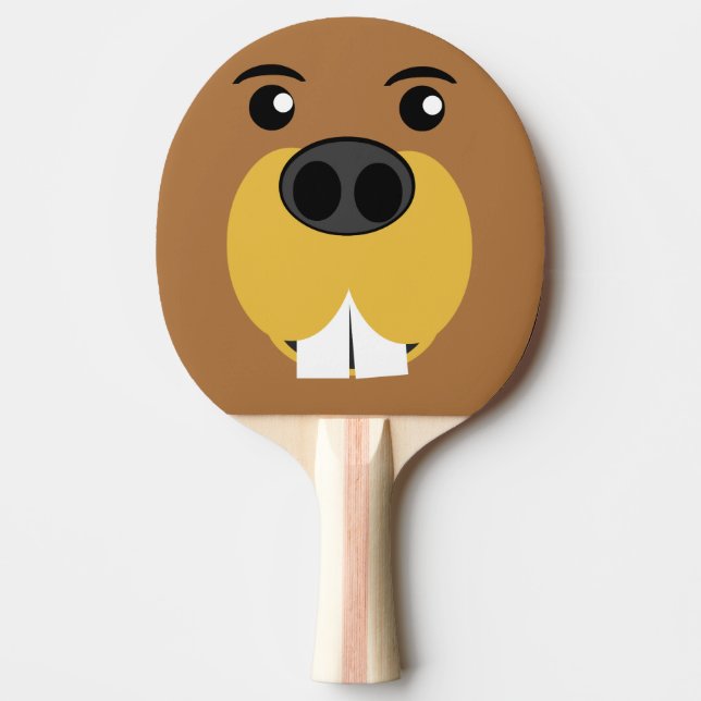 Beaver Face Ping Pong Paddle (Front)