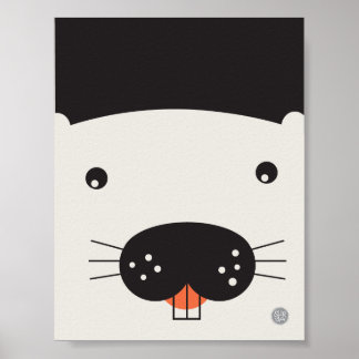 Beaver Face Poster - 11" x 8.5"