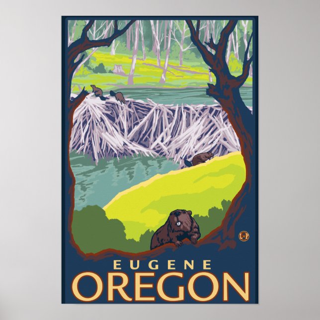 Beaver Family - Eugene, Oregon Poster (Front)