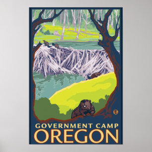 Beaver Family - Government Camp, Oregon Poster
