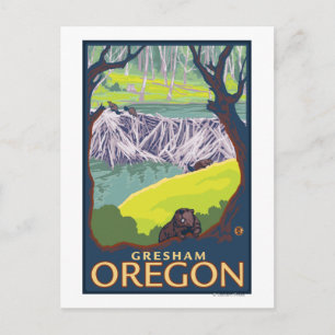 Beaver Family - Gresham, Oregon Postcard