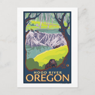 Beaver Family - Hood River, Oregon Postcard