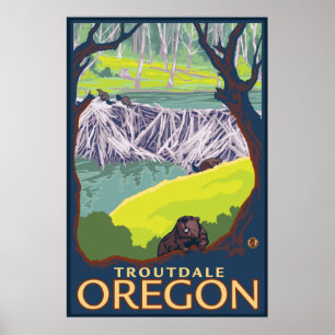 Beaver Family - Troutdale, Oregon Poster