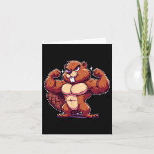 Beaver Flexing Muscles Fan Lover Bodybuilding Gym Card