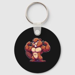 Beaver Flexing Muscles Fan Lover Bodybuilding Gym Key Ring