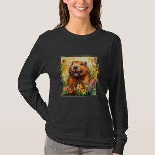 Beaver Garden Flowers Painting Pet Mum Dad T-Shirt