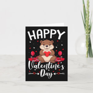 Beaver Happy Valentines Day Love Hearts Beaver Val Card
