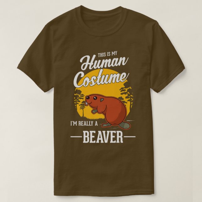 Beaver Human Costume Halloween Beaver 483 T-Shirt (Design Front)
