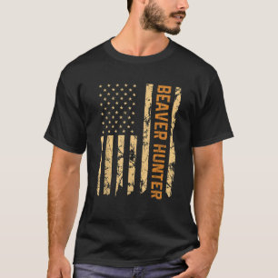 Beaver Hunting American Flag Vintage Patriotic Bea T-Shirt