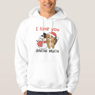 Beaver I Love You Snow Much Snowman Pun Hoodie