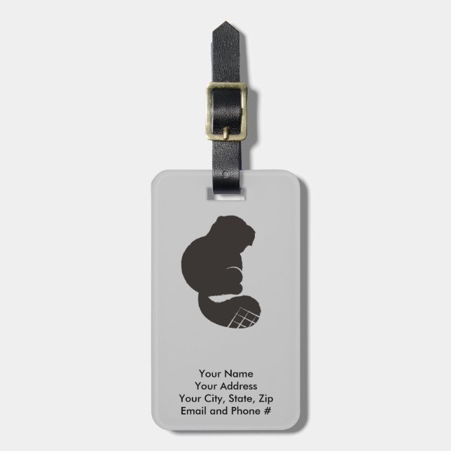 Beaver Icon, Nocturnal Rodent Luggage Tag (Front Vertical)