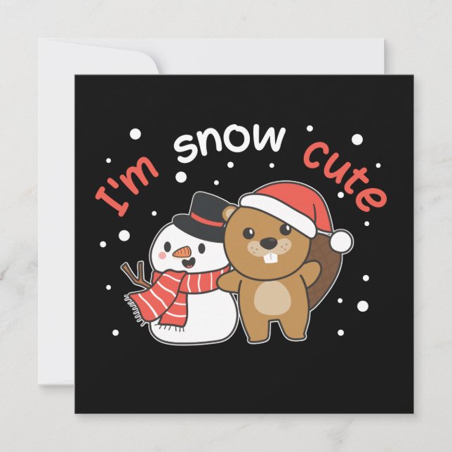 Beaver I'm Snow Cute Snowman Snow Pun Invitation (Front)
