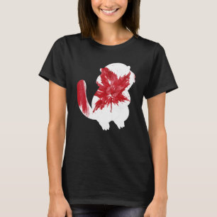 Beaver In Maple Leaf Canadian Flag Happy Canada Da T-Shirt