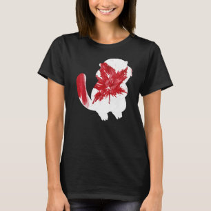 Beaver In Maple Leaf Canadian Flag Happy Canada Da T-Shirt