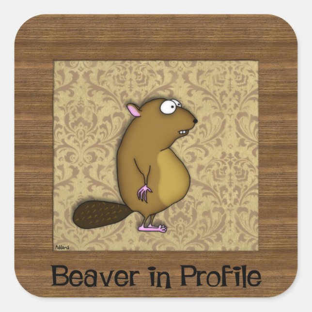 Beaver in Profile Square Sticker (Front)