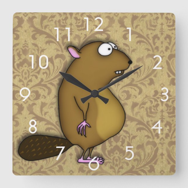 Beaver in Profile Square Wall Clock (Front)