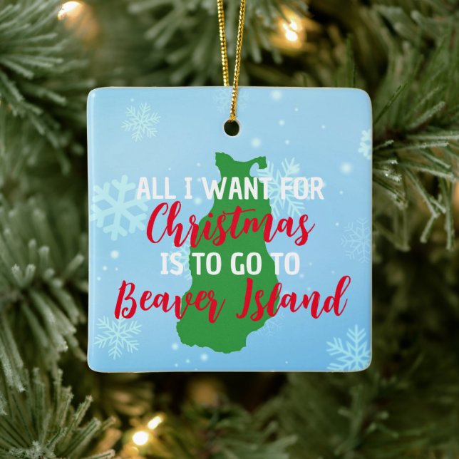 Beaver Island Christmas Ceramic Ornament (Tree)
