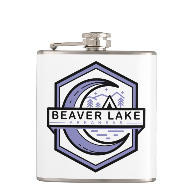 beaver lake arkansas moon hexa hip flask (Front)